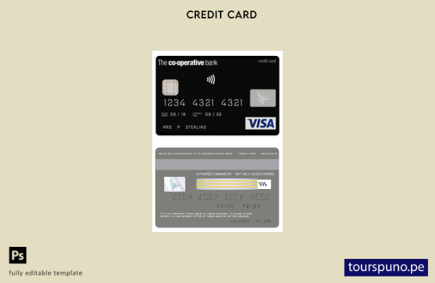 listo para imprimir Reino Unido Plantilla de tarjeta de crédito visa The Co oper